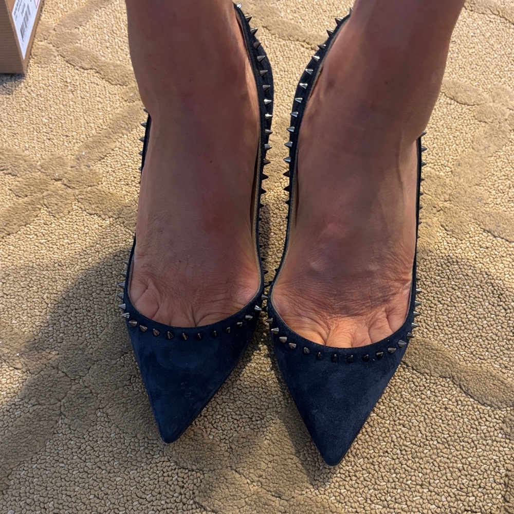 Authentic CHRISTIAN LOUBOUTIN Studded Navy Heels